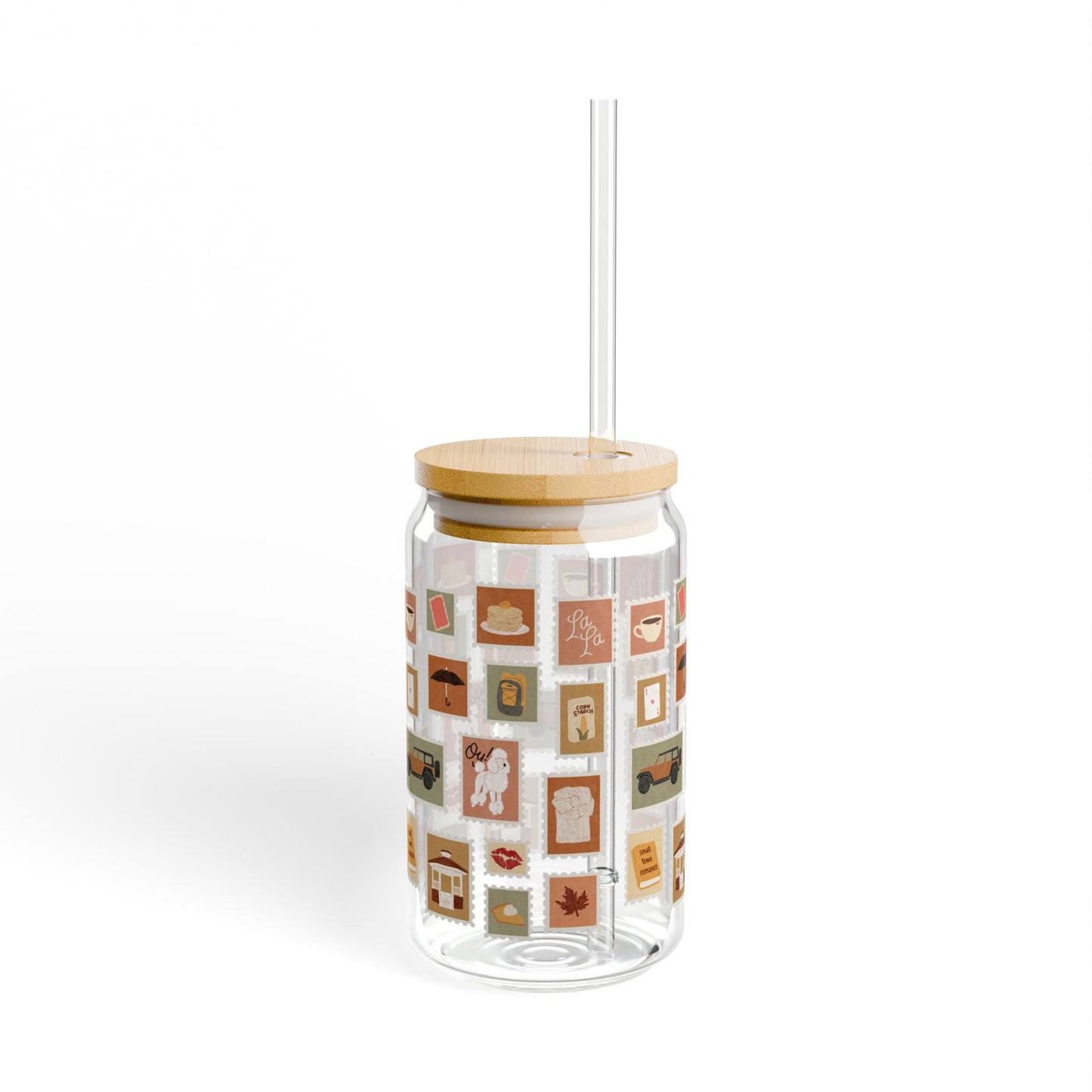 Autumn Stamps Can Shaped Glass