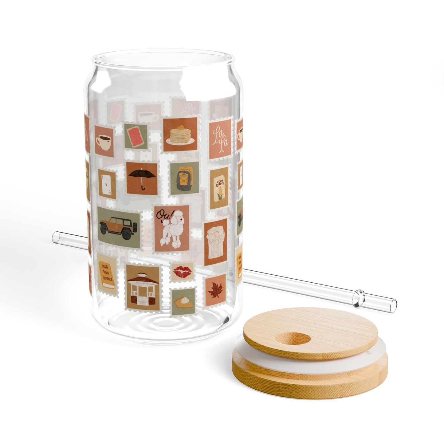 Autumn Stamps Can Shaped Glass