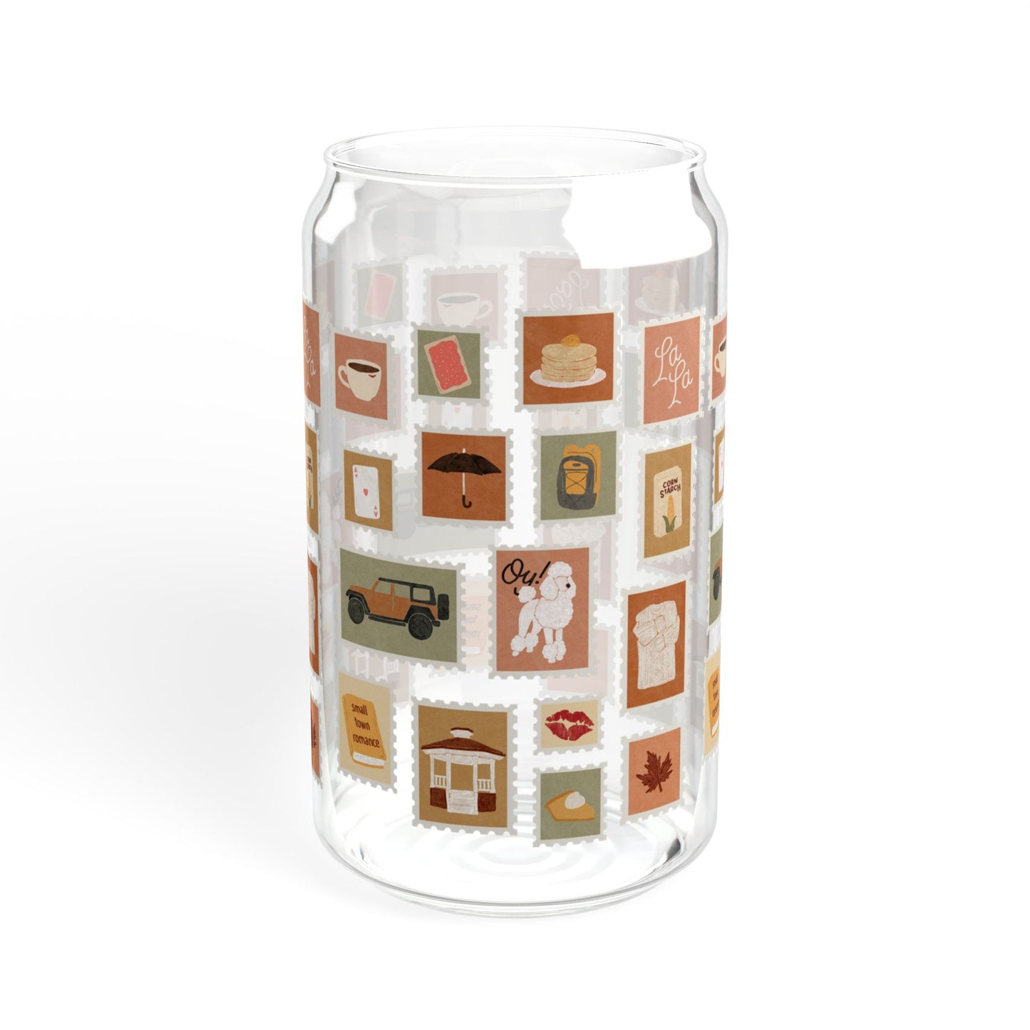 Autumn Stamps Can Shaped Glass