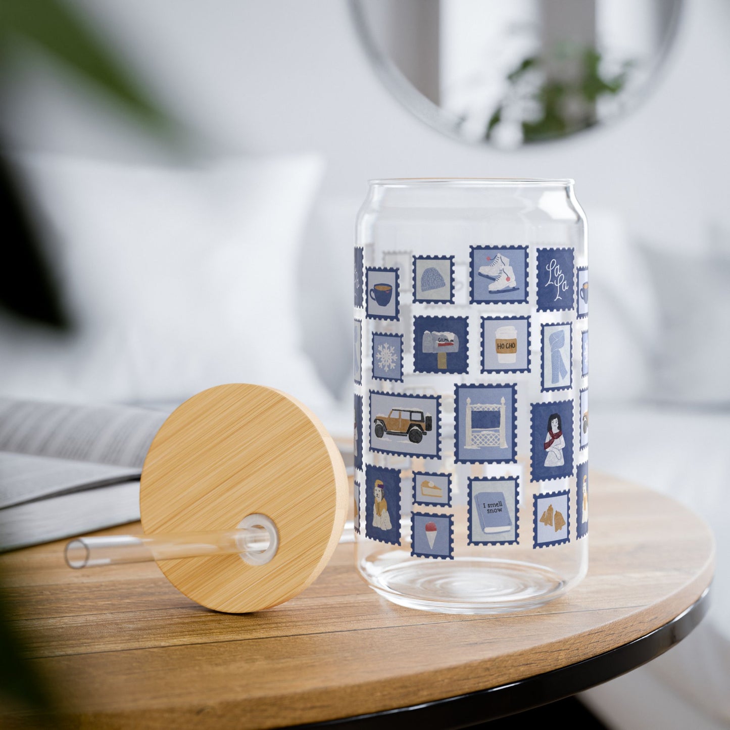 Winter Stamps Can Shaped Glass