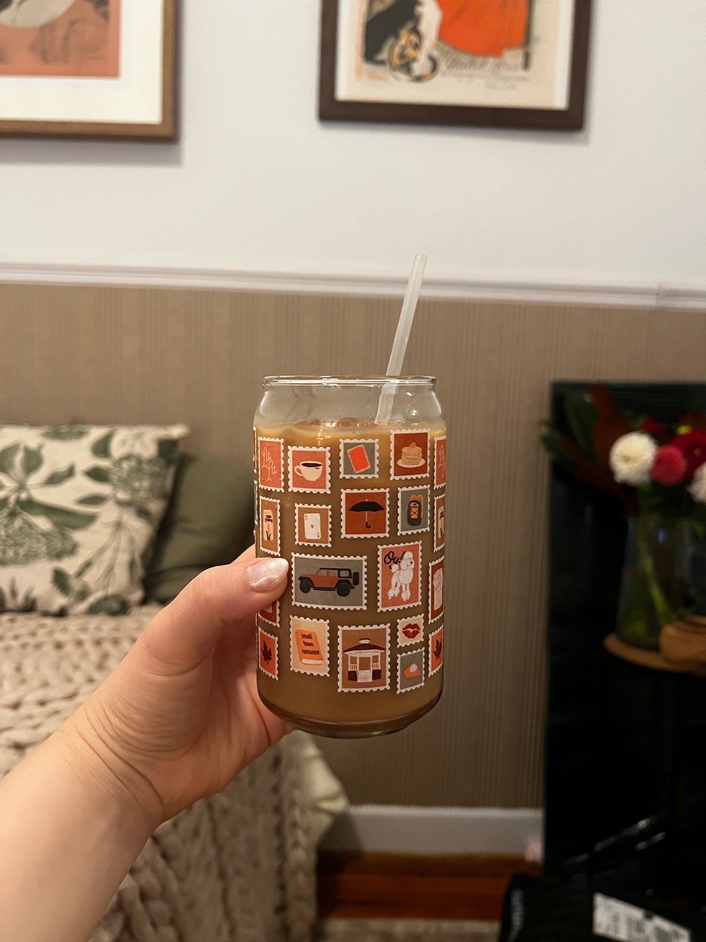 Autumn Stamps Can Shaped Glass